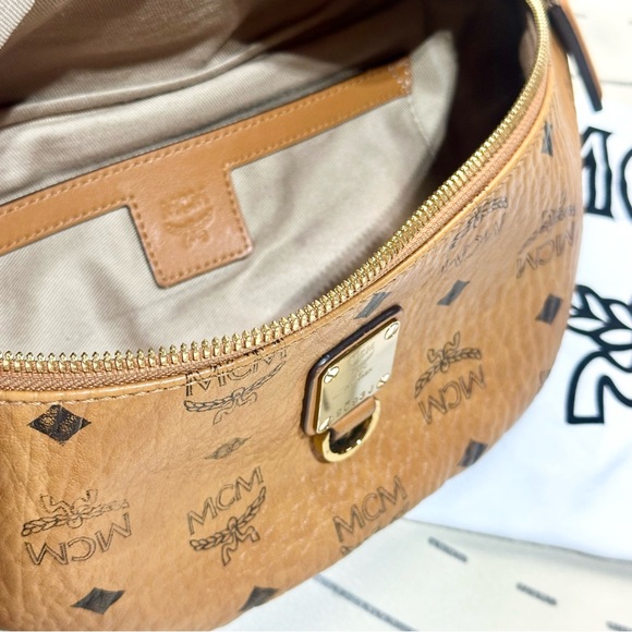 MCM Fursten Visetos Small Belt Bag In Cognac - Picture 9 of 10